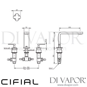 Cifial 31430T4.U TH400 3 Hole Deck Bath Mixer Lever Tap Spare Parts